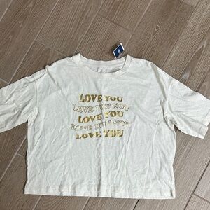 Aerie Cream and Gold Tee NWT